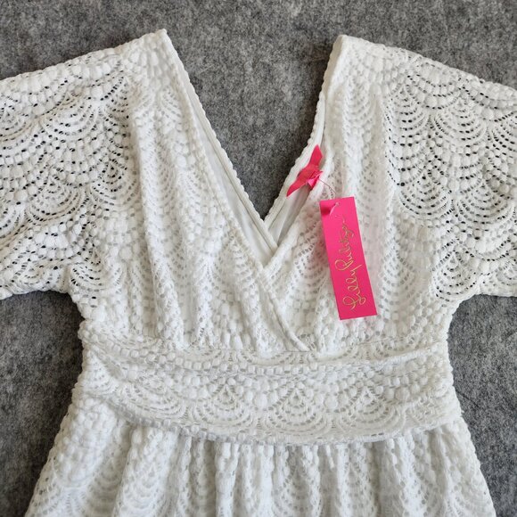 Lilly Pulitzer Parigi Skort Romper Resort White Scalloped Lace Mini Dress M NWT - Picture 3 of 12